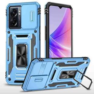 For OPPO A77 4G Armor PC + TPU Camera Shield Phone Case(Light Blue)