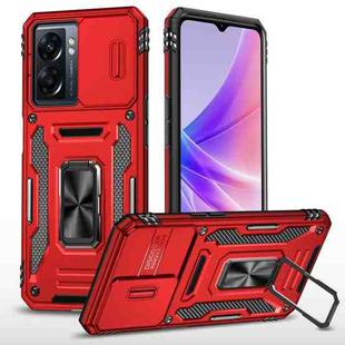 For OPPO A77 4G Armor PC + TPU Camera Shield Phone Case(Red)