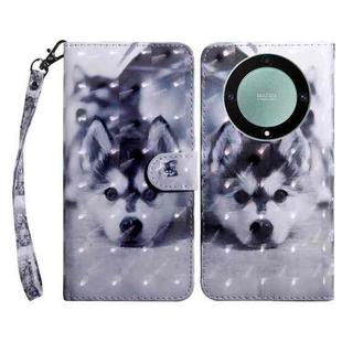 For Honor Magic5 Lite 3D Painted Pattern Leather Phone Case(Husky)