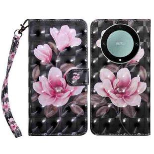 For Honor Magic5 Lite 3D Painted Pattern Leather Phone Case(Pink Flower)