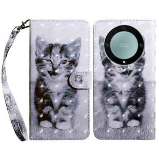 For Honor Magic5 Lite 3D Painted Pattern Leather Phone Case(Smile Cat)