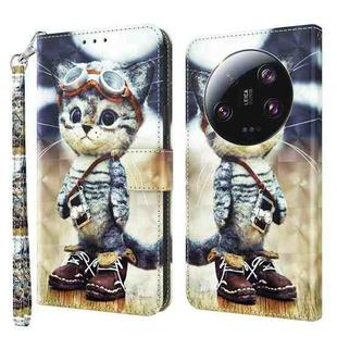 For Xiaomi 13 Ultra 3D Painted Pattern Leather Phone Case(Naughty Cat)