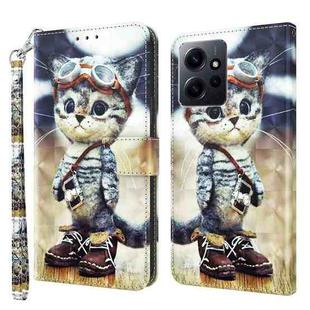 For Xiaomi Redmi Note  12 Pro+ 5G Global 3D Painted Pattern Leather Phone Case(Naughty Cat)
