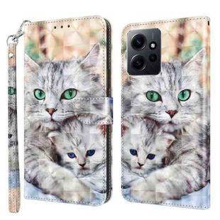 For Xiaomi Redmi Note  12 Pro+ 5G Global 3D Painted Pattern Leather Phone Case(Two Loving Cats)