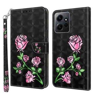 For Xiaomi Redmi Note  12 Pro+ 5G Global 3D Painted Pattern Leather Phone Case(Rose)