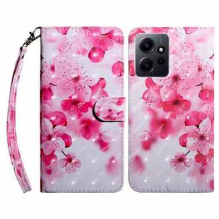 For Xiaomi Redmi Note  12 Pro+ 5G Global 3D Painted Pattern Leather Phone Case(Red Flower)
