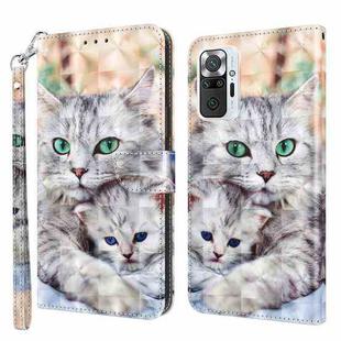 For Xiaomi Redmi Note 10 Pro 3D Painted Pattern Leather Phone Case(Two Loving Cats)