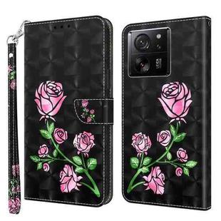 For Xiaomi 13T Pro 3D Painted Pattern Leather Phone Case(Rose)