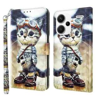 For Xiaomi Redmi Note 13 Pro+ 3D Painted Pattern Leather Phone Case(Naughty Cat)