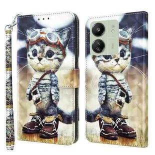 For Xiaomi Redmi 13C 3D Painted Pattern Leather Phone Case(Naughty Cat)