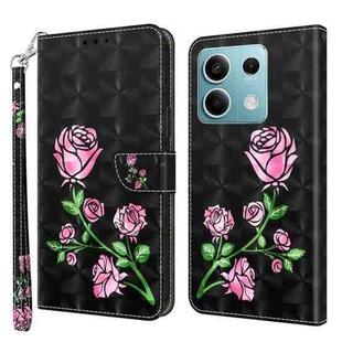 For Xiaomi Redmi Note 13 5G 3D Painted Pattern Leather Phone Case(Rose)