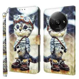 For Xiaomi Redmi A3 3D Painted Pattern Leather Phone Case(Naughty Cat)