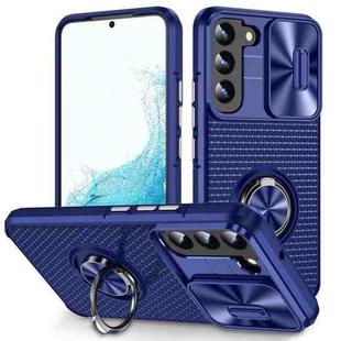 For Samsung Galaxy S22 5G Sliding Camshield Armor Phone Case with Ring Holder(Blue)