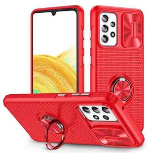For Samsung Galaxy A33 Sliding Camshield Armor Phone Case with Ring Holder(Red)