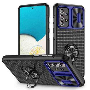 For Samsung Galaxy A52 Sliding Camshield Armor Phone Case with Ring Holder(Blue Black)