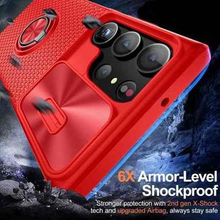 For Samsung Galaxy S23 Ultra 5G Sliding Camshield Armor Phone Case with Ring Holder(Red)
