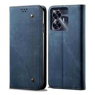 For Realme C55 Denim Texture Casual Style Horizontal Flip Leather Case(Blue)