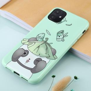 For iPhone 11 TPU Mobile Phone Case(Bright Green Lotus Leaf Bear)