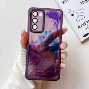 For Huawei P40 Oil Painting Electroplating TPU Phone Case(Purple)