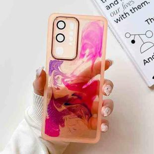 For Huawei P40 Pro Oil Painting Electroplating TPU Phone Case(Pink)