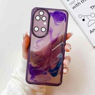 For Huawei P50 Oil Painting Electroplating TPU Phone Case(Purple)