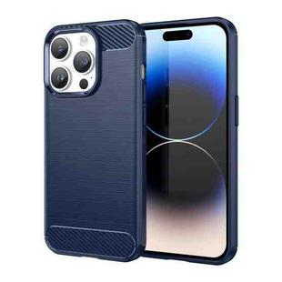 For iPhone 15 Pro Max Brushed Texture Carbon Fiber TPU Phone Case(Blue)