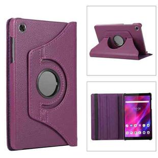 For Lenovo Tab M8 4th Gen 360 Degree Rotation Litchi Texture Leather Tablet Case(Purple)