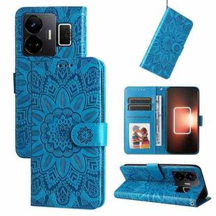 For Realme GT Neo 5 5G / GT3 Embossed Sunflower Leather Phone Case(Blue)