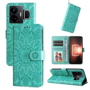 For Realme GT Neo 5 5G / GT3 Embossed Sunflower Leather Phone Case(Green)