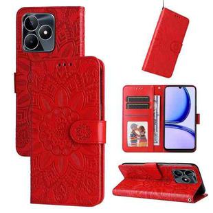 For Realme C53 / Narzo N53 Embossed Sunflower Leather Phone Case(Red)