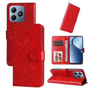 For Realme C63 / C61  / Note 60 Embossed Sunflower Leather Phone Case(Red)