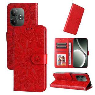 For Realme GT 6 / GT Neo6 SE Embossed Sunflower Leather Phone Case(Red)