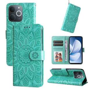 For Realme Narzo 80 Lite 4G / C71 India Embossed Sunflower Leather Phone Case(Green)