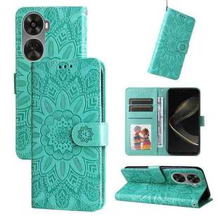 For Huawei nova 11 SE Embossed Sunflower Leather Phone Case(Green)