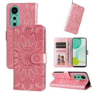 For Huawei nova 12 Embossed Sunflower Leather Phone Case(Rose Gold)