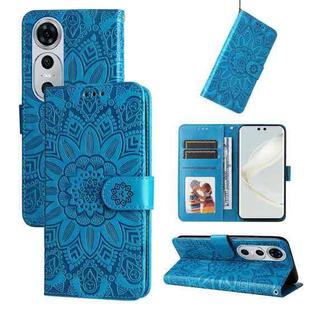 For Huawei nova 12 Pro Embossed Sunflower Leather Phone Case(Blue)