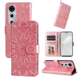 For Huawei nova 12 Pro Embossed Sunflower Leather Phone Case(Rose Gold)