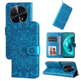 For Huawei Enjoy 70 Pro Embossed Sunflower Leather Phone Case(Blue)