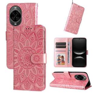 For Huawei nova 14 Embossed Sunflower Leather Phone Case(Rose Gold)