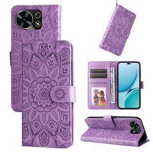 For Huawei Maimang 40 5G Embossed Sunflower Leather Phone Case(Purple)