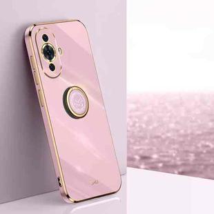 For Huawei nova 11 XINLI Straight Edge 6D Electroplate TPU Phone Case with Ring Holder(Cherry Purple)