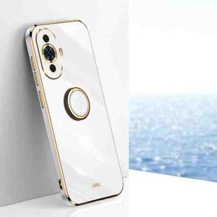 For Huawei nova 11 XINLI Straight Edge 6D Electroplate TPU Phone Case with Ring Holder(White)