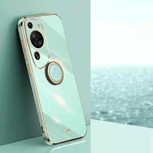 For Huawei P60 Art XINLI Straight Edge 6D Electroplate TPU Phone Case with Ring Holder(Mint Green)