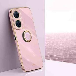 For Huawei Maimang 20 XINLI Straight Edge 6D Electroplate TPU Phone Case with Ring Holder(Cherry Purple)