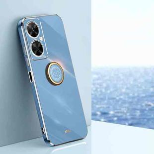 For Huawei Maimang 20 XINLI Straight Edge 6D Electroplate TPU Phone Case with Ring Holder(Celestial Blue)