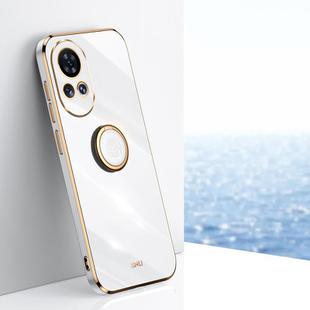 For Huawei nova 12 XINLI Straight Edge 6D Electroplate TPU Phone Case with Ring Holder(White)