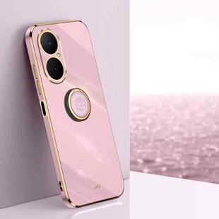 For Huawei Enjoy 80 XINLI Straight Edge 6D Electroplate TPU Phone Case with Ring Holder(Cherry Purple)