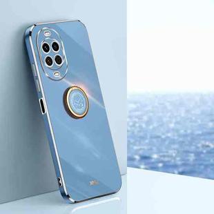 For Huawei Nova 14 XINLI Straight Edge 6D Electroplate TPU Phone Case with Ring Holder(Celestial Blue)