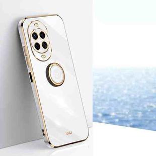 For Huawei Nova 14 Pro XINLI Straight Edge 6D Electroplate TPU Phone Case with Ring Holder(White)