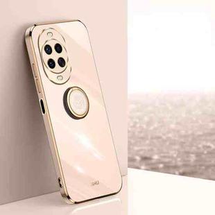 For Huawei Nova 14 Ultra XINLI Straight Edge 6D Electroplate TPU Phone Case with Ring Holder(Pink)